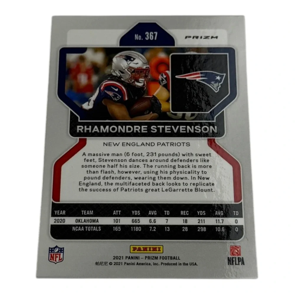2021 Panini Prizm Rhamondre Stevenson Rookie Card 367 Orange Ice Prizm Patriots‎